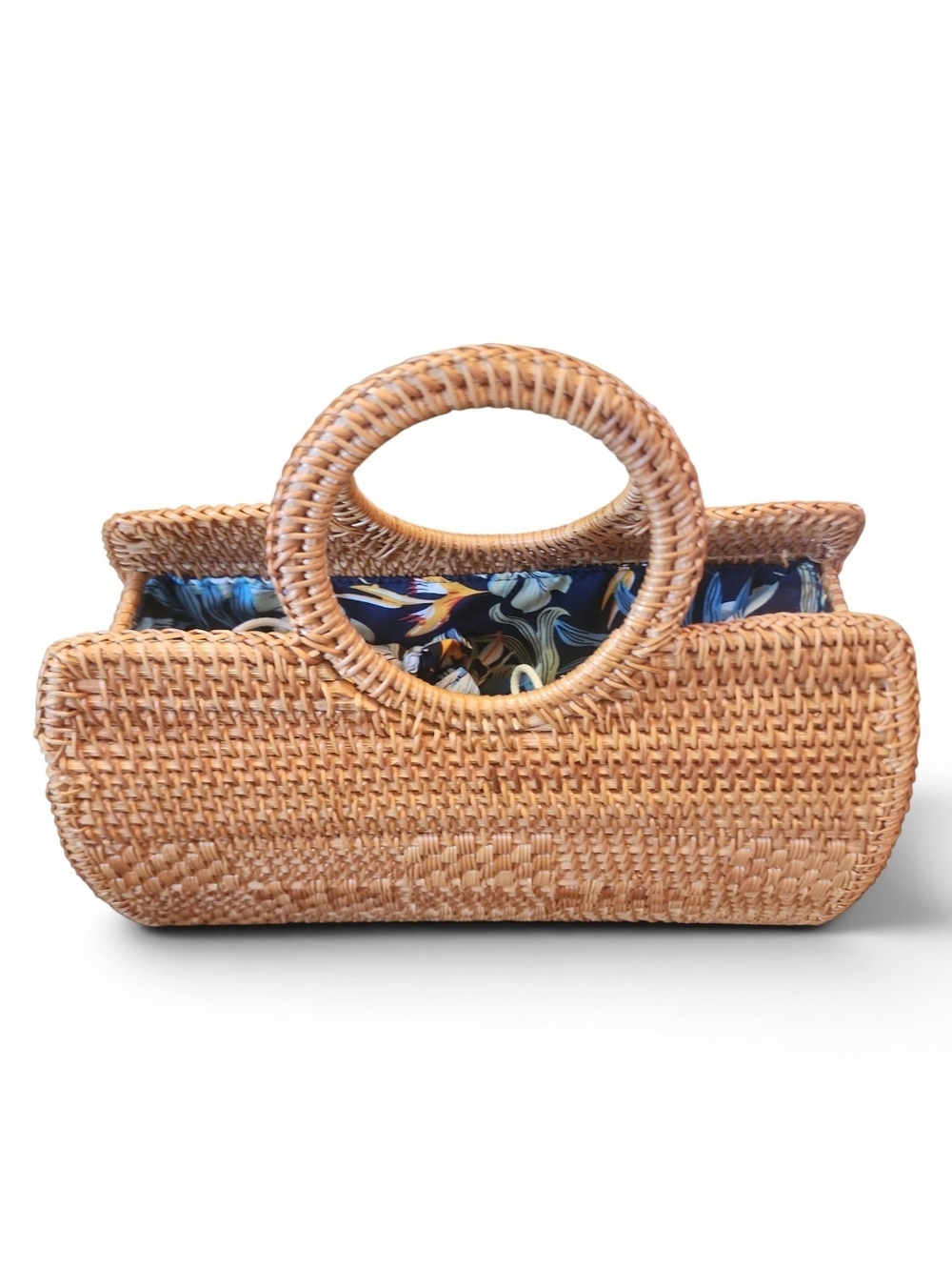 Source Unknown Woven Straw Tote with Round Handles - Natural Beige